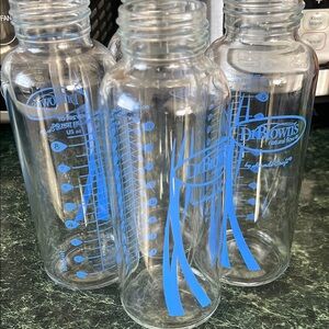 Clear Glass Baby Bottles - Blue